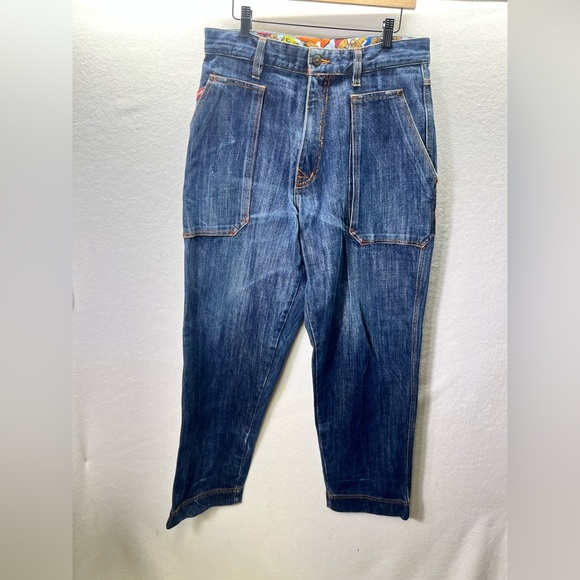Fubu Platinum Fat Albert Y2K Baggy Leg Jeans Mens 32/34 Blue Denim 90s Vintage - Picture 2 of 11
